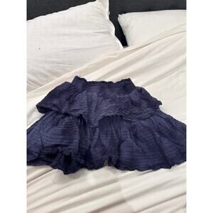 Aerie blue tie dye ruffle preppy mini skirt